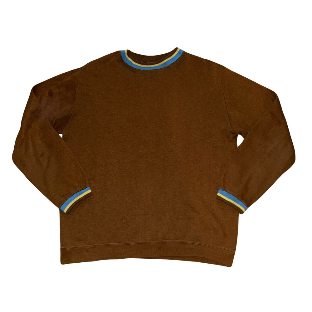 1960’s Vintage Creslan Acrylic Brown Ribbed Multicolor Pullover Sweatshirt